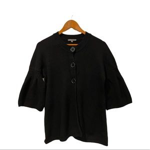 Vince 100% Cashmere Cardigan Sweater 3/4 Bell Sleeve Black Medium